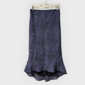 Vintage Y2K Express Purple Polka Dot High-Low Flounce Hem Midi Skirt Size Small